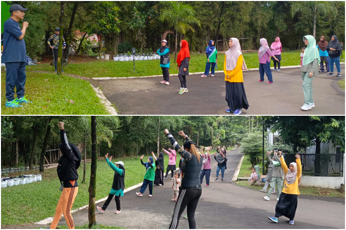 Warga Perumahan Bogor View 2 senam sehat sekaligus sosialisasi persiapan Lomba Bogorku Bersih pada Minggu (1/6/2025).