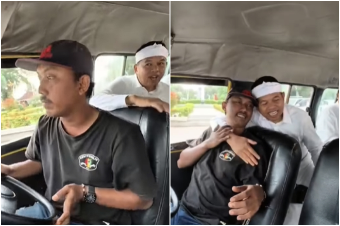 Momen Gubernur Jawa Barat Dedi Mulyadi naik angkutan umum dan memeluk sopir angkot di Cirebon.