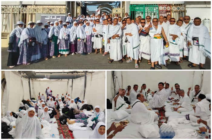 Jemaah haji asal Kabupaten Bogor yang sudah berada di tenda Mina
