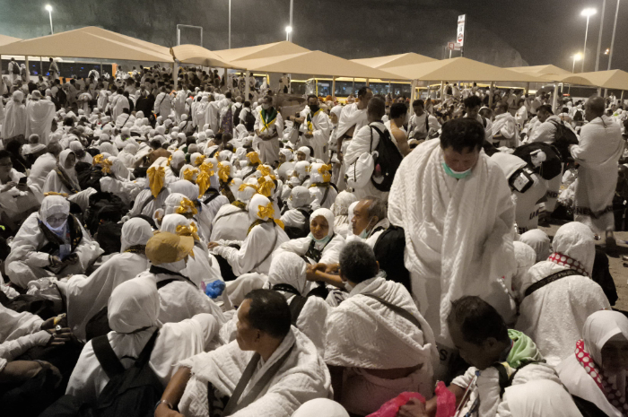 Kondisi jemaah haji Indonesia di Muzdalifah untuk melaksanakan Mabit.
