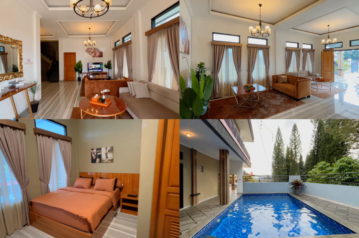 Fasilitas di Villa Zee, penginapan cozy di Puncak Bogor, kapasitas 35 orang.