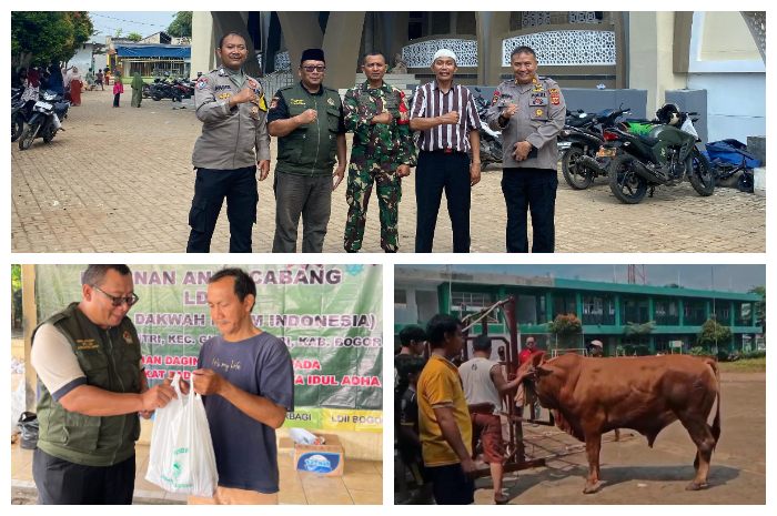 LDII Desa Gunung Putri, Kecamatan Gunung Putri, Kabupaten Bogor, kembali menyembelih 17 ekor sapi dan 51 kambing dan domba, Jumat (6/6/2025).