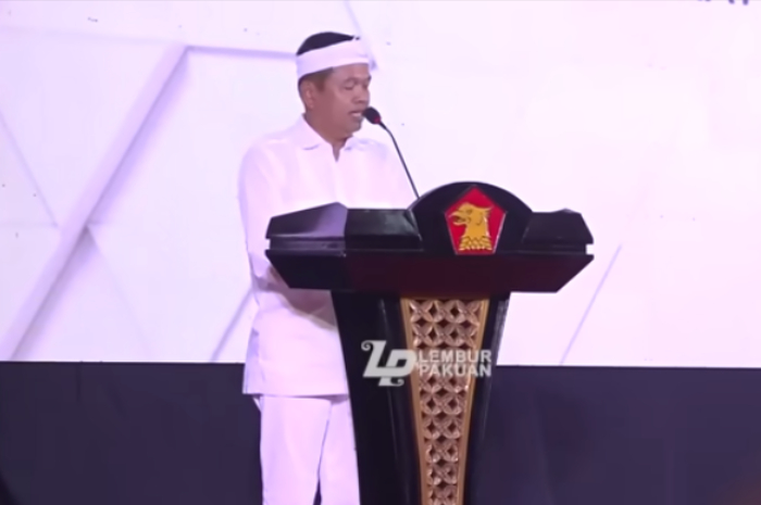 Gubernur Jawa Barat Dedi Mulyadi berpesan ancaman ideologi saat pidato di acara Partai Gerindra di Tasikmalaya.