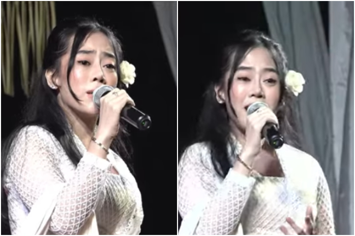 Kanaya Whu vokalis grup Musik Emka 9 yang dibentuk Dedi Mulyadi saat tampil di atas panggung.