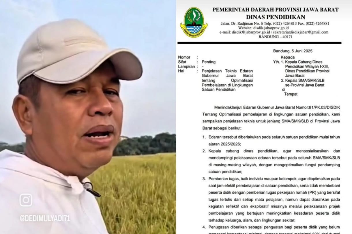 Gubernur Jawa Barat unggah Edaran baru Dinas Pendidikan Jawa Barat.