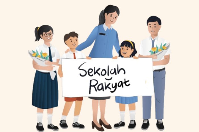 Ilustrasi guru dan siswa di Sekolah Rakyat