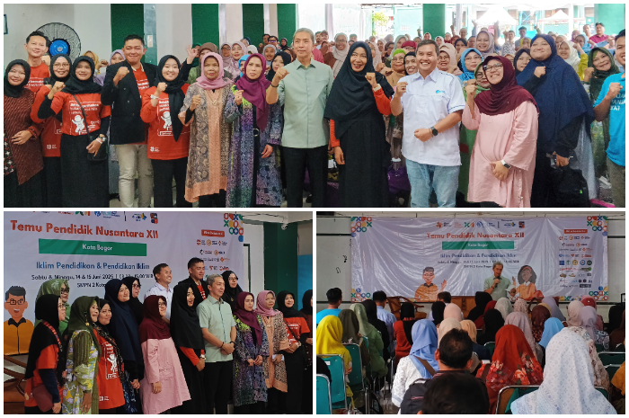 Ratusan guru bersama Wali Kota Bogor Dedie Rachim pada acara Temu Pendidik Nusantara (TPN) 2025 di SMPN 2 Kota Bogor.