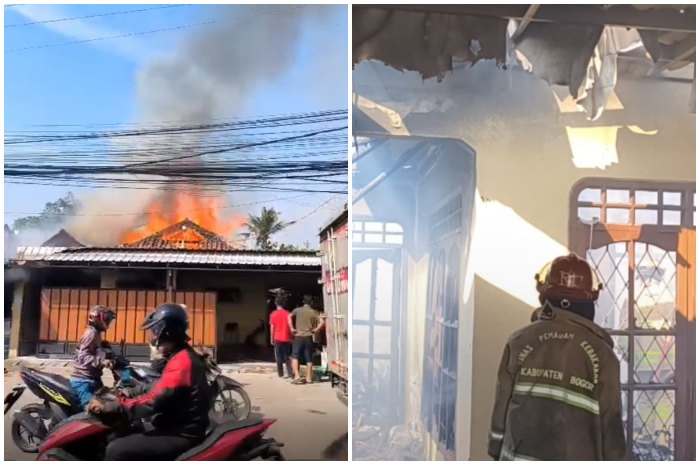 Kebakaran yang melanda Warmindo dan satu unit rumah di Cibinong Bogor.