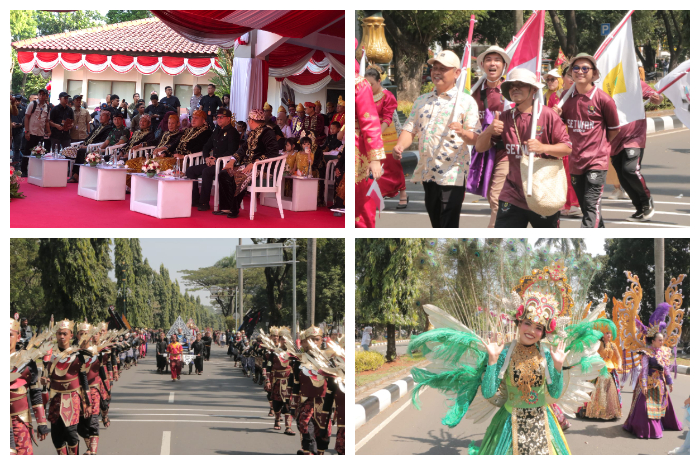 Parade helaran budaya yang menjadi puncak Hari Jadi Bogor (HJB) ke-543 di Kota Cibinong, Kabupaten Bogor, Sabtu (14/6/2025).