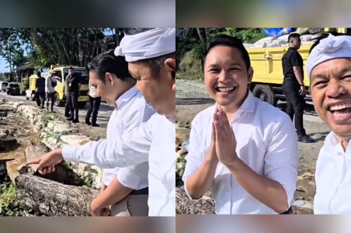 Gubernur Jawa Barat Dedi Mulyadi dan Bupati Cianjur Mohammad Wahyu Ferdian saat meninjau jalur Cianjur-Sukabumi, Senin (16/6/2025).