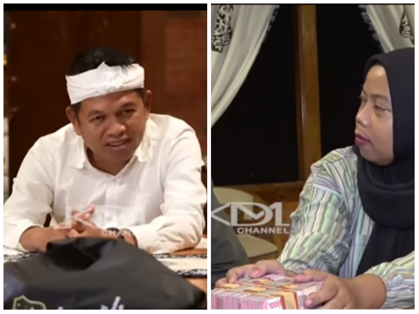 Gubernur Jawa Barat Dedi Mulyadi saat menyerahkan uang bantuan Rp100 juta.