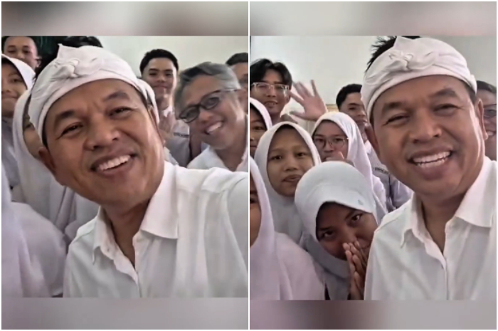 Gubernur Jawa Barat Dedi Mulyadi saat bertemu dengan para siswa yang diterima ITB.