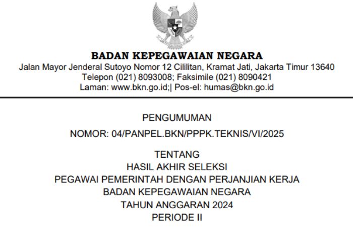 Hasil akhir seleksi PPPK tahap 2 BKN formasi teknis