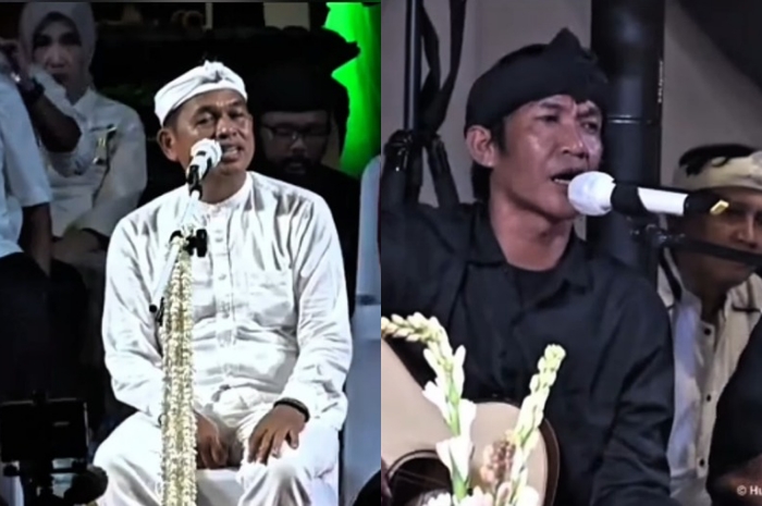 Gubernur Jawa Barat Dedi Mulyadi saat hadir di acara Nganjang ka Warga dan penyanyi Mang Ado (kiri).