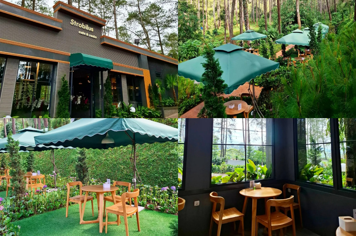 Kafe estetik asri di Bandung, mampir aja ke Strobilus Caffe.