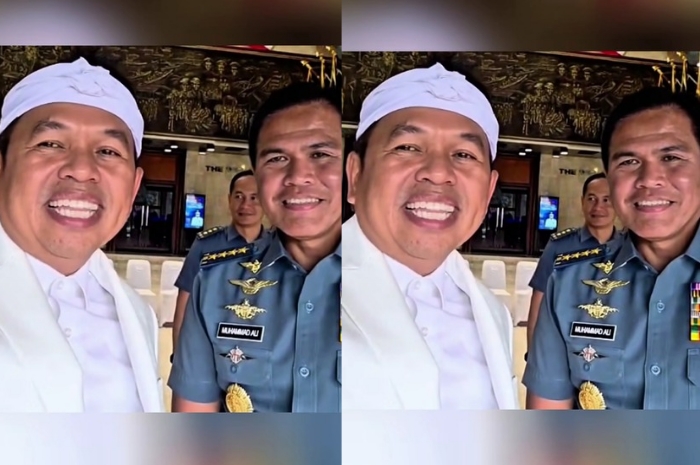 Gubernur Jawa Barat Dedi Mulyadi bersama Kepala Staf TNI Angkatan Laut Laksamana TNI Muhammad Ali.&nbsp;