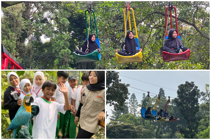 Pengunjung tengah menikmati wahana di Rivera Outbound & Edutainment.
