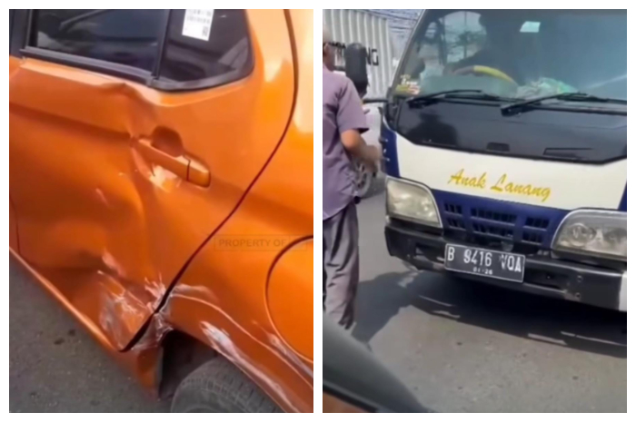 Taksi online jadi korban tabrak lari di Jalan Raya Bogor, Kelurahan Pekapuran, Kota Depok.