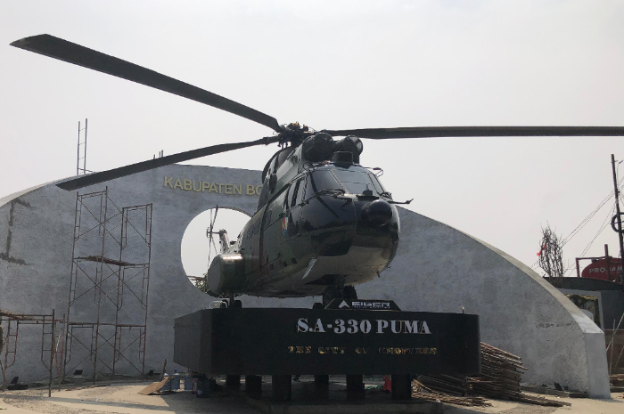 Kondisi terkini Tugu Helikopter di Simpang Sentul Bogor.