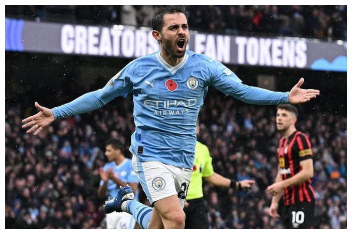 Bernardo Silva, saat membela timnya Manchester City.