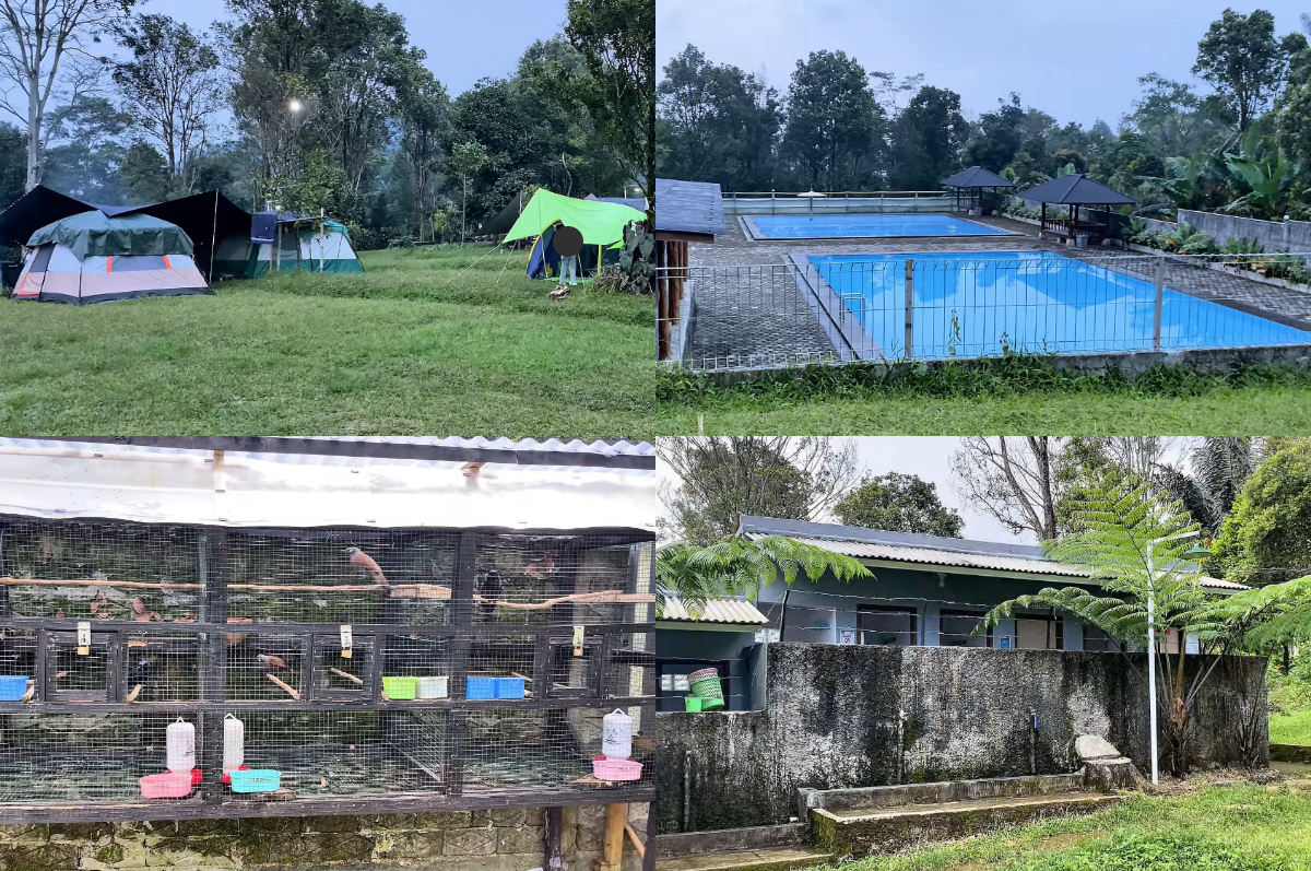 Camping dengan kolam renang di Saung Hibar Hillside.