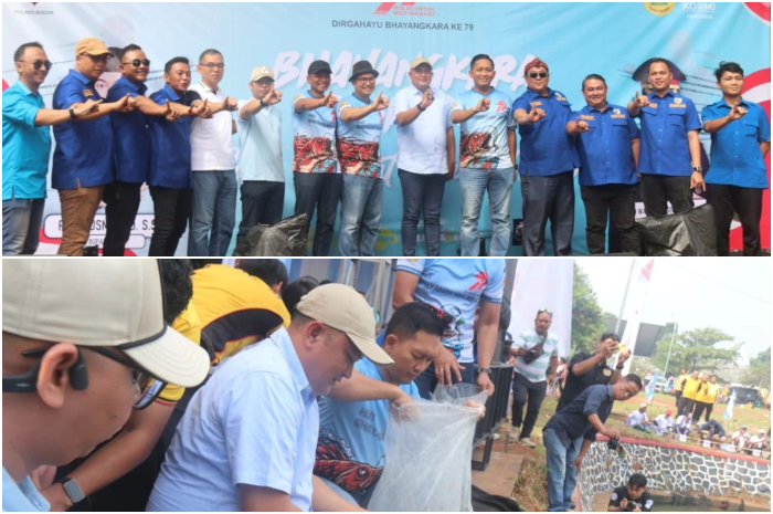 Bupati Bogor Rudy Susmanto hadir dalam rangkaian kegiatan peringatan Hari Bhayangkara ke-79 di Cibinong, Kabupaten Bogor.