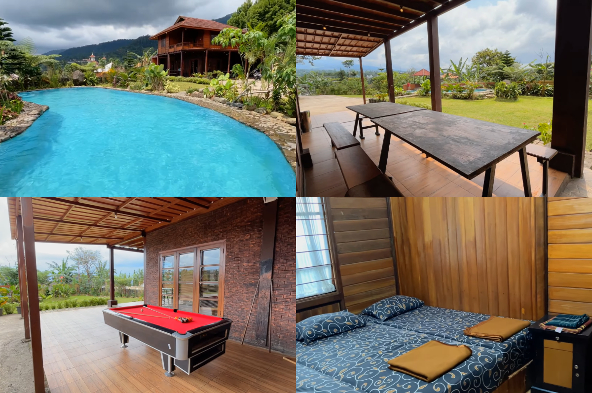 Liburan seru di Villa Imah Kai dengan kolam renang besar dan view gunung.