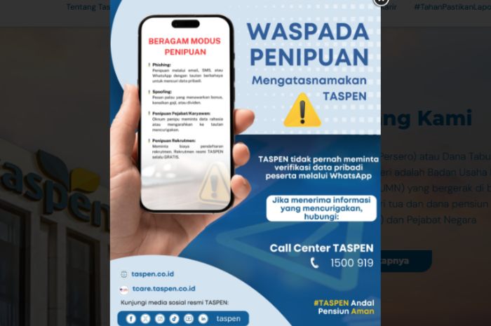 Waspada penipuan yang mengatasnamakan Taspen.
