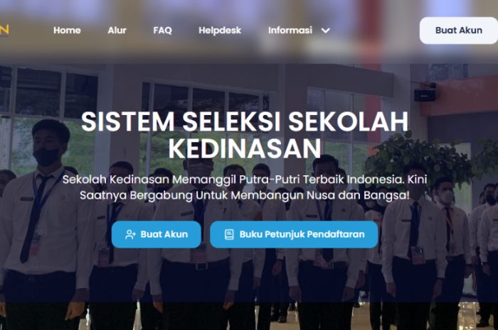 Tampilan awal dikdin.bkn.go.id untuk daftar sekolah kedinasan 2025