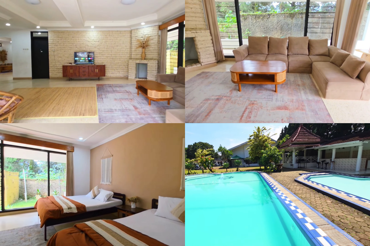 Penginapan nyaman dengan kapasitas besar di Villa Homey by Villa Kuta Puncak.