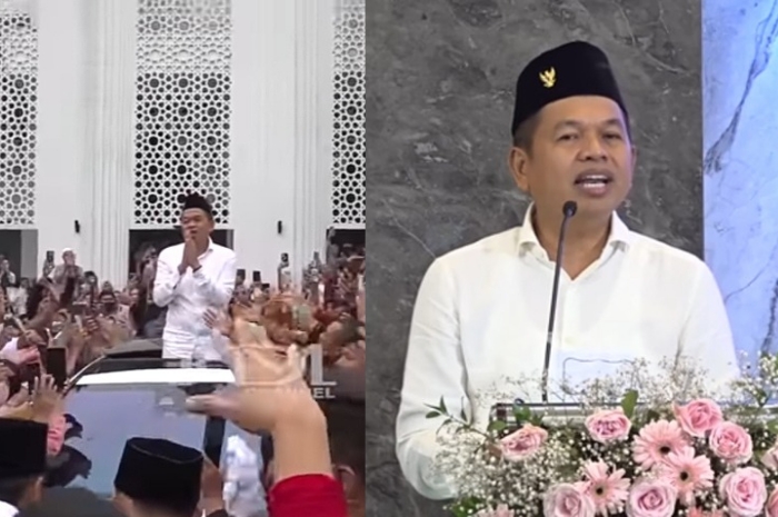Gubernur Jawa Barat Dedi Mulyadi saat menghadiri acara keagamaan di Masjid Darussalam&nbsp;Kota Wisata Cibubur, Kecamatan Gunung Putri, Kabupaten Bogor.&nbsp;