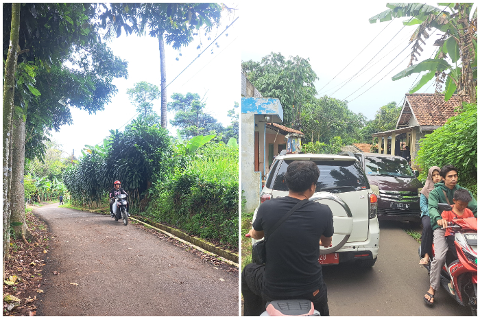 Kondisi Jalan Lembur Sawah, Kelurahan Mulyaharja, Kecamatan Bogor Selatan, Kota Bogor yang sempit.