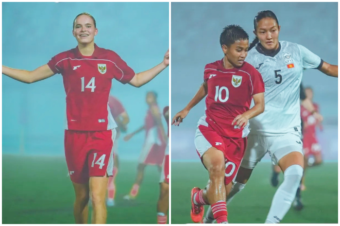 Timnas Wanita Indonesia saat melawan Kirgistan pada Kualifikasi Piala Asia Wanita 2026.