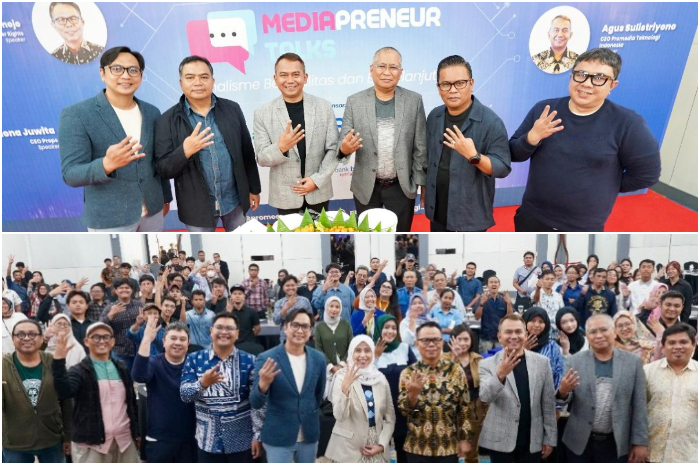CEO Promedia Agus Sulistriyono pada acara Mediapreneur Talks di Hotel Mercure Serpong Alam Sutera, Tangerang, Banten, Rabu, 2 Juli 2025.