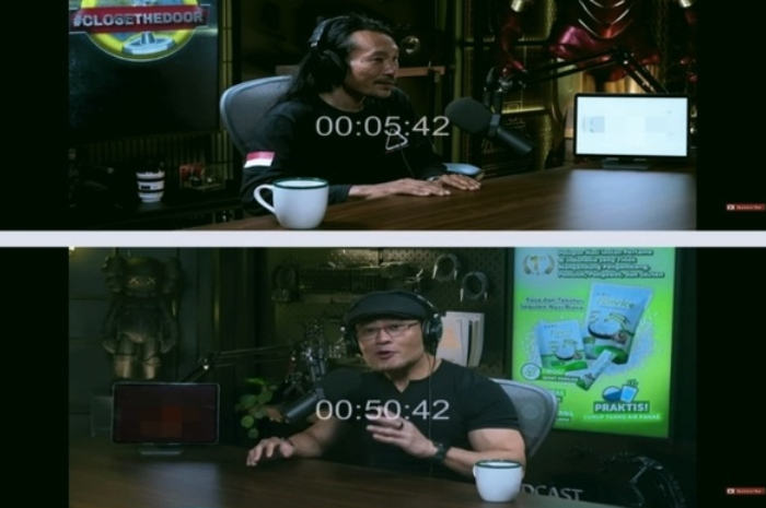Percakapan antara Agam dan Deddy Corbuzier.