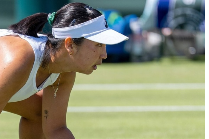 Aldila Sutjiadi di Wimbledon di London Inggris 2025.