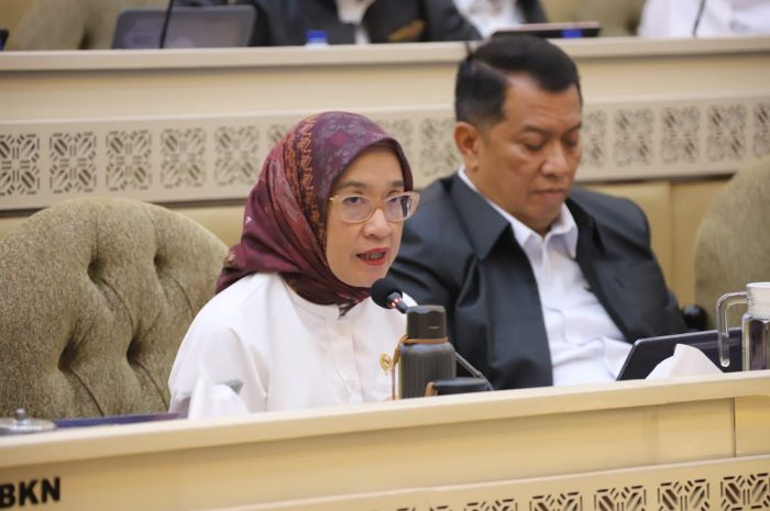 Menteri PANRB Rini Widyantini dalam rapat kerja dan rapat dengar pendapat dengan Komisi II DPR RI pada Senin, 30 Juni 2025 lalu.