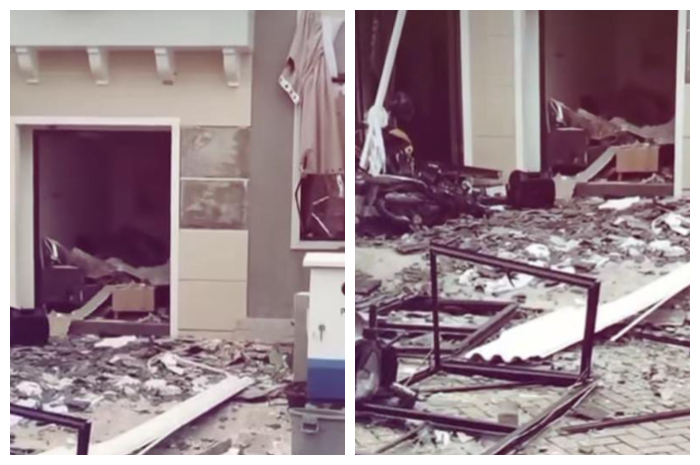 Rumah orang tua anggota Polda Metro Jaya di Kecamatan Gunung Sindur, Kabupaten Bogor, rusak berat akibat tabung gas meledak.