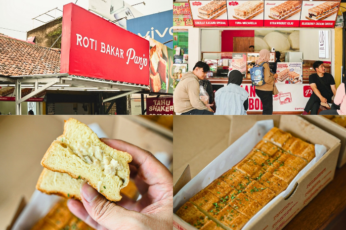 Perpaduan roti dan bolu ala Roti Bakar Panjo menjadi keunikan tersendiri.