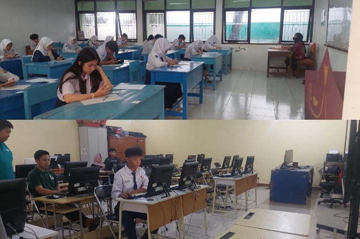 Para peserta tengah mengikuti tes terstandar pada SPMB Jabar tahap 2 jalur prestasi