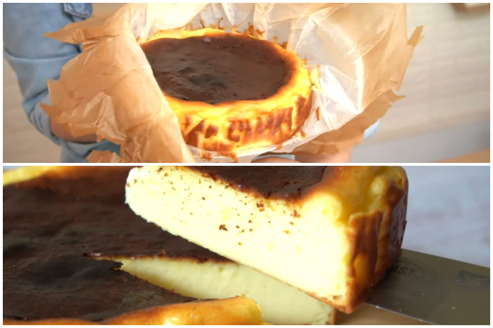 Resep Burnt Cheesecake viral, lembut, lumer, dan mudah dibuat dari chanel YouTube Luvita Ho.