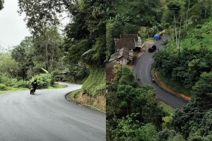 Progres pemeliharaan ruas jalan Cikajang-Pameungpeuk, Kabupaten Garut.