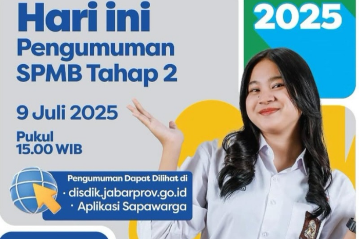 Pengumuman SPMB Jawa Barat (Jabar) tahap 2 disampaikan hari ini 9 Juli 2025.