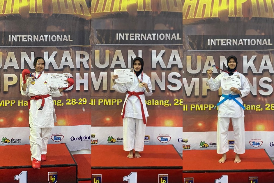 3 mahasiswi Unida Bogor meraih medali di International Pakuan Karate Championship III.