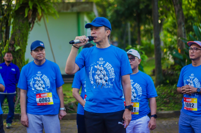 Wali Kota Bogor Dedie A Rachim saat memberi sambutan dalam event lari di Kota Bogor.