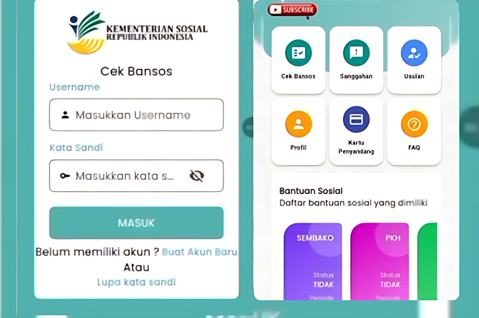 Tampilan aplikasi Cek Bansos.