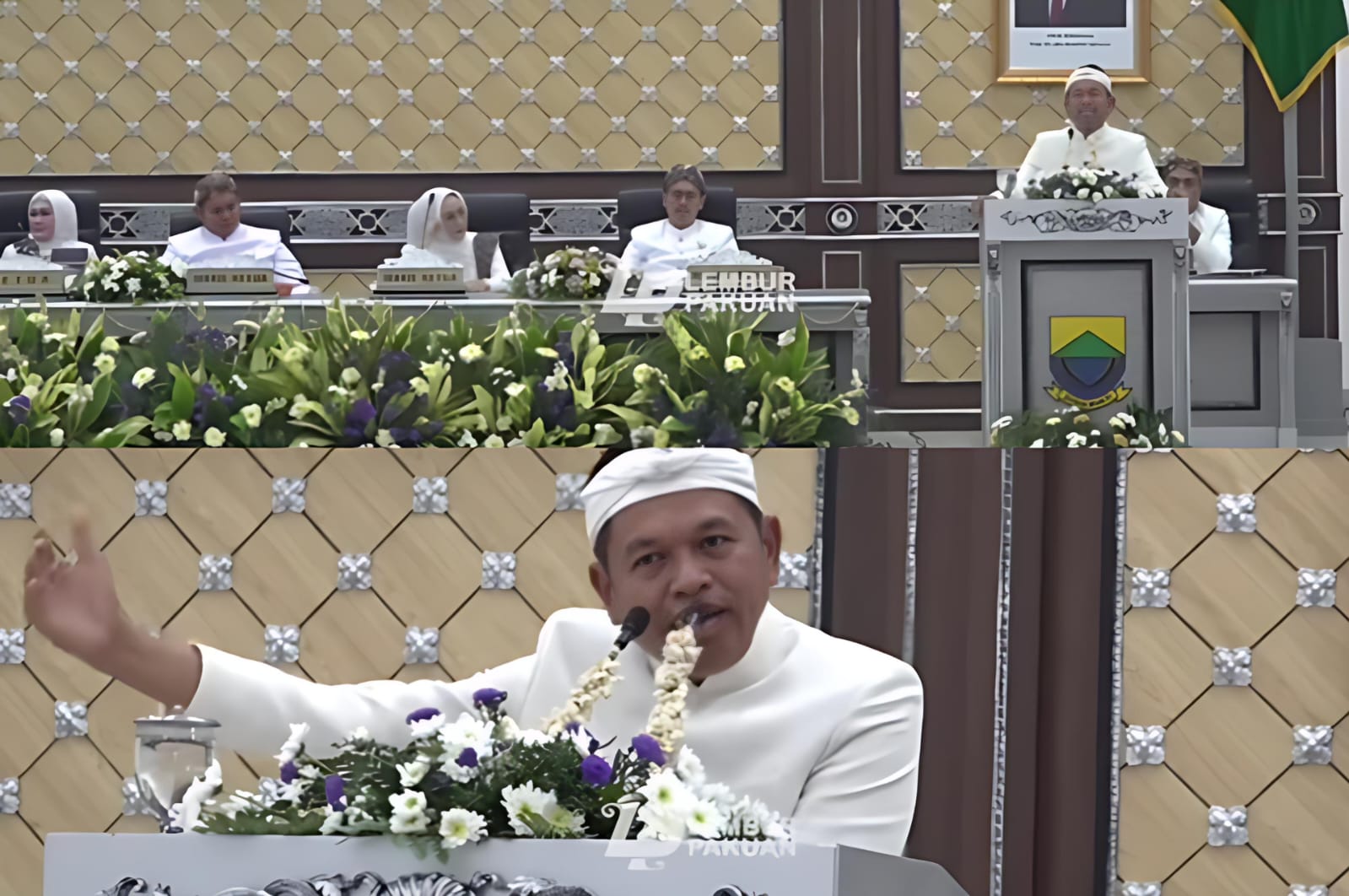 Gubernur Jawa Barat Dedi Mulyadi saat menyampaikan pidato di Cianjur.&nbsp;