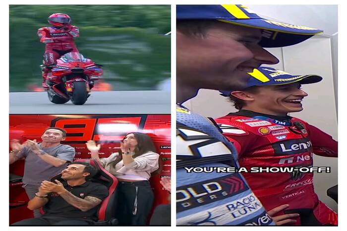 Marc Marquez meraih kemenangan dengan selebrasi pacu jalur.
