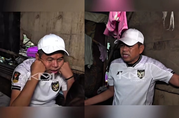 Gubernur Jawa Barat Dedi Mulyadi saat masuk ke salah satu rumah di sekitar TPA Sarimukti, Kabupaten Bandung Barat.