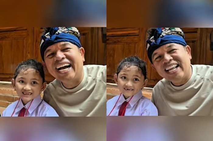 Putri Gubernur Jawa Barat Dedi Mulyadi Hyang Sukma Ayu atau disapa Ni Hyang sudah mengenakan seragam Sekolah Dasar (SD)